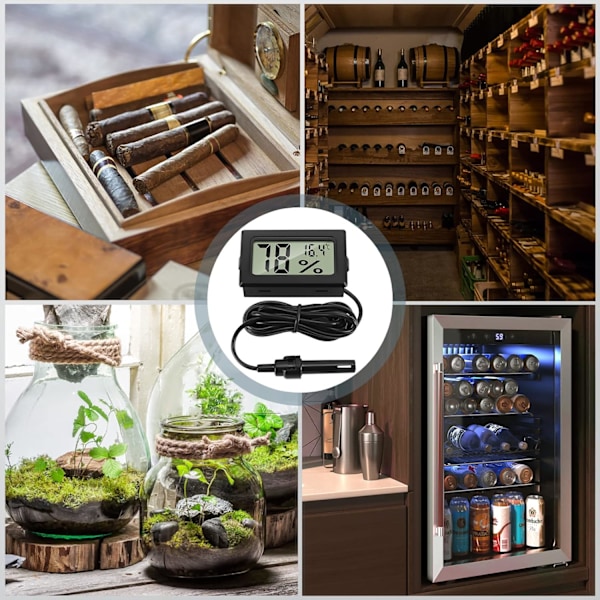 3 st Digital Termometer Hygrometer Mini Sond Termometer Temperatur Hygrometer Reptil Inkubator Fjäderfä Kontor Vardagsrum