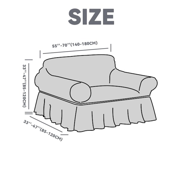 Loveseat Betræk 1 Del til 2-Pude Sofa med Skørt, Holdbar Vaskbar, Nem Pasform Universal Møbelbeskytter (2-Sæders, Grå)