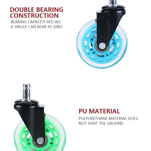 Toimistotuolin pyörät, 5 kpl - 11 mm läpinäkyvä
