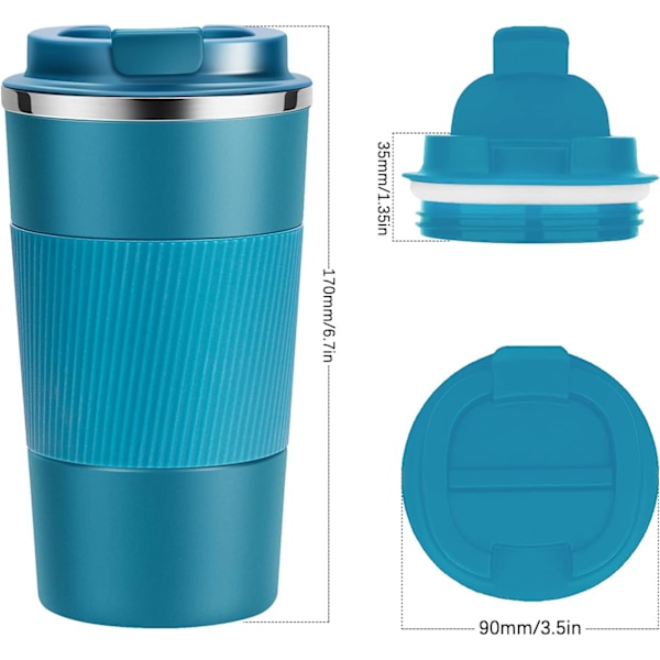 Resemugg, Återanvändbara Isolerade Kaffekoppar, Vakuumflaskor, Termosmugg i Rostfritt Stål för Varma och Kalla Drycker blue