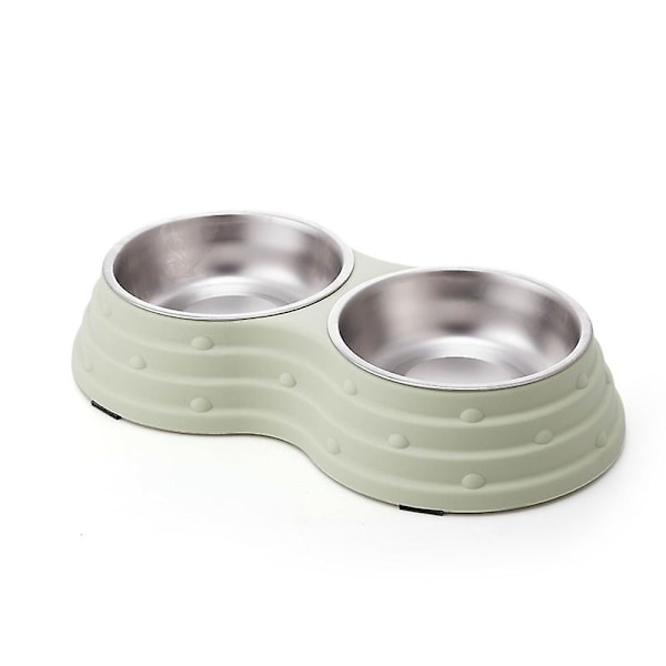 Dobbelt Hundemadsskåle til Mad og Vand, Premium Aftagelige Dobbelt Skåle i Rustfrit Stål til Kæledyr og Små Hunde Katte osv., 1 stk Green M