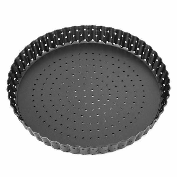 Pizzaform i kolstål med hål för ugn, pizzabricka djup pizzapanna non-stick bakform med avtagbar botten (20 cm)