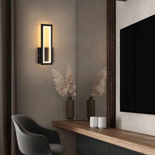 16W Enkel Firkantet LED Vegglampe, Moderne Dekor LED Belysning Vegglampearmatur for Stue, Soverom, Gang Varm Hvit 3000K