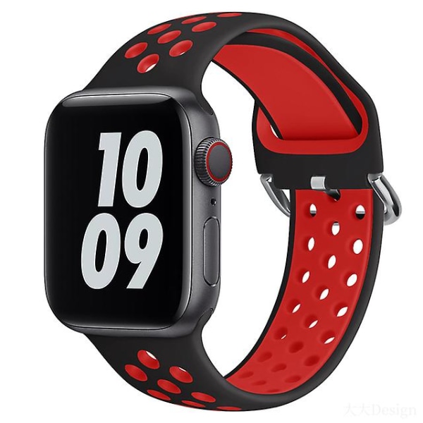 Ai Klokkereim For Apple Watch Band 45mm 44mm 40mm Series 7 6 5 4 Se Sports Pustende Armbånd Armbånd For Iwatch 3 42mm 38mm - Klokkebånd Black red 42mm-44mm-45mm-49mm