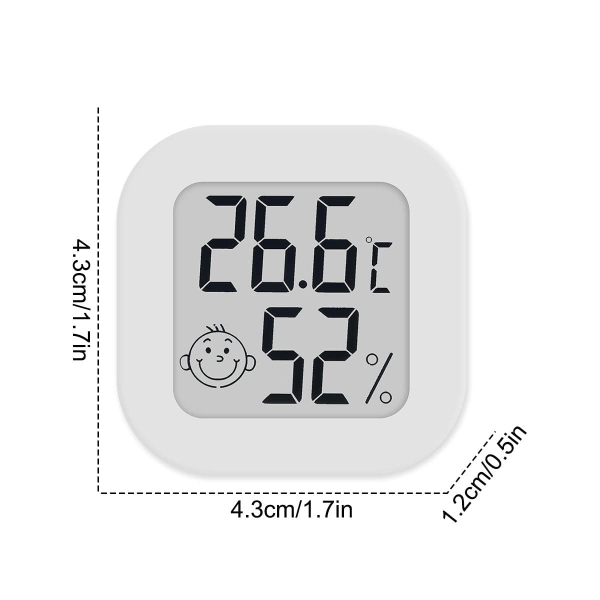 LCD Digital Smile Hygrometer Termometer, Termometer med Temperatur och Luftfuktighet för Sovrum, Lager, Källare, Bil