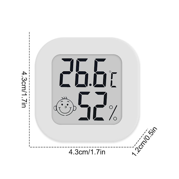LCD Digitalt Smile Hygrometer Termometer, Termometer med Temperatur og Luftfuktighet for Soverom, Lager, Kjeller, Bil