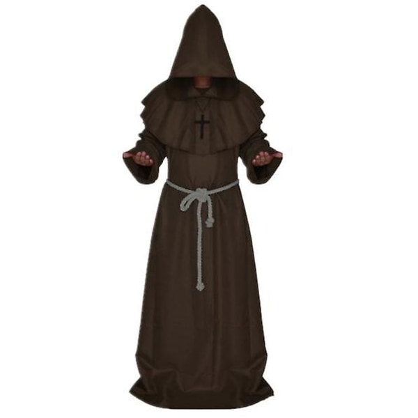Herr Munk Hooded Robe Kappa Munk Medieval Priest Cosplay kostym S
