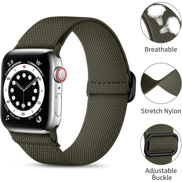 Loop-rem kompatibel med Apple Watch -rem, justerbar nylon sportrem för iWatch SE Series 9/8/7/6/5/4/3/2/1