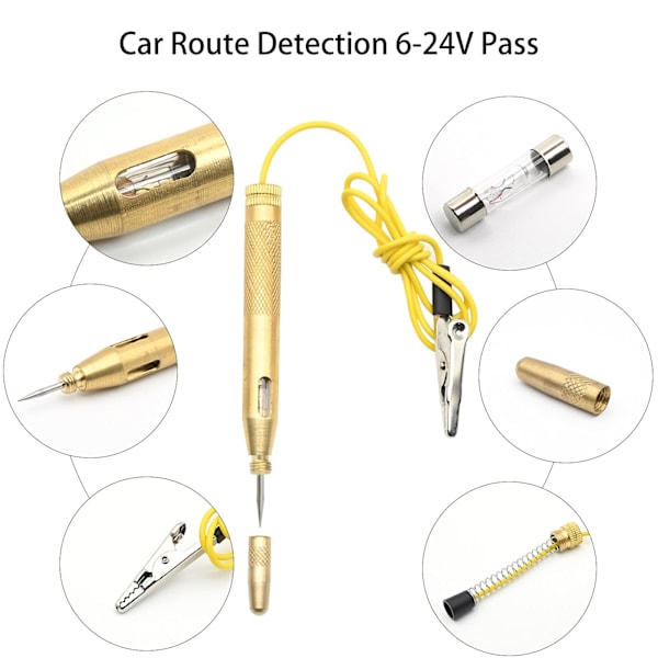 Bil Kredsløbstester, 6V-12V Spændingstest Lys Automotive Test Lys Lang Sonde Test Pen med Skruestik Clip Indikator Lys til Lavspændingssystemer