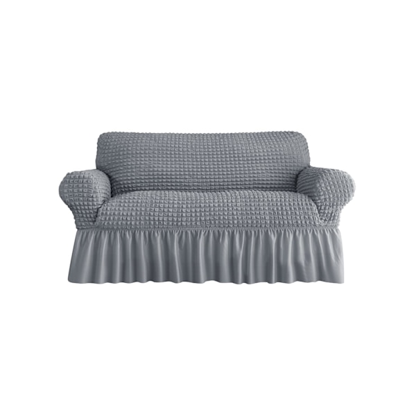 Loveseat Betræk 1 Del til 2-Pude Sofa med Skørt, Holdbar Vaskbar, Nem Pasform Universal Møbelbeskytter (2-Sæders, Grå)