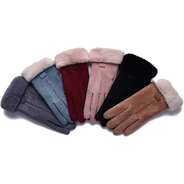 Vintervarme Handsker, Touchscreen-Suede med Tyk Foring, Dame Udendørs Handske (sort) balck