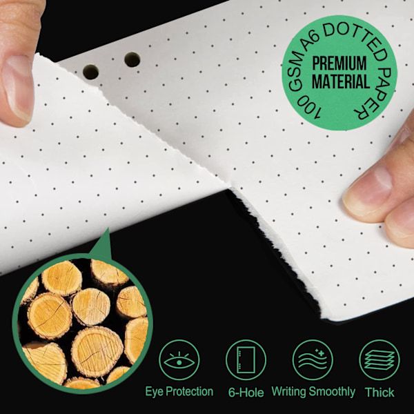 180 ark/360 sidor A6 Filofax Refills Prickat Papper, 100 GSM Filofax Personlig Organizer Insatser Prickpapper, 171x94mm