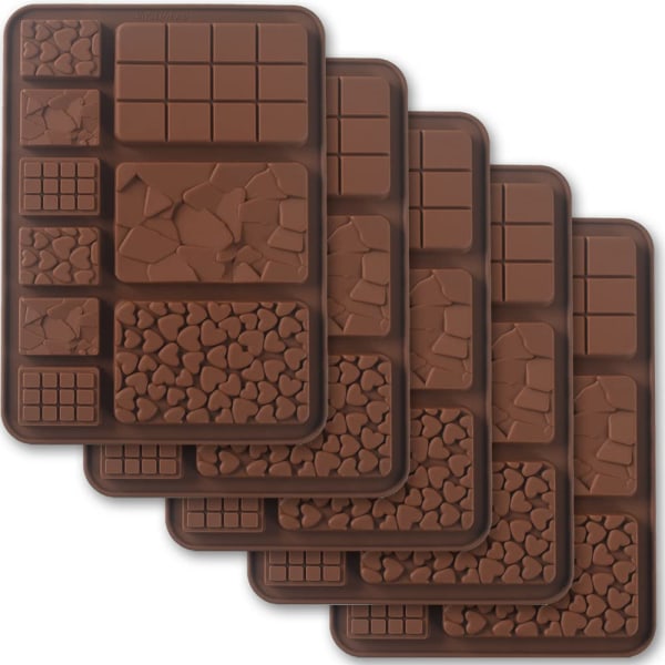 Break-Apart silikonchokladformar, chokladformar, hemgjorda protein- och energibarformar, 5 förpackningar