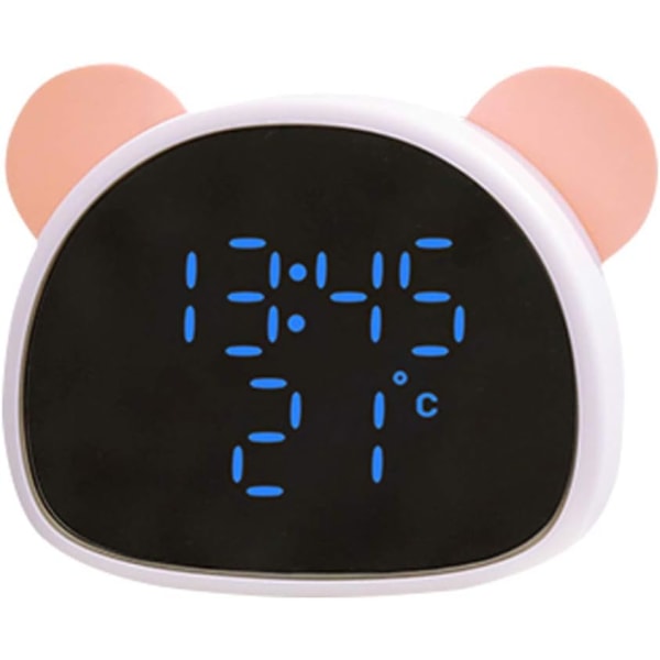 Söt Panda väckarklocka, digital LED skrivbordsklocka för sängkanten (rosa)