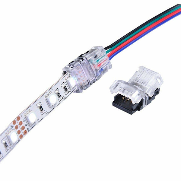 LED-stiftanslutning, 10 st 4-stifts LED-stripkontakt för 10 mm RGB 5050 Vattentäta snabbkontakter Fäst lödfri adapter