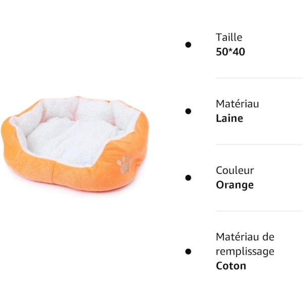 Dyrebed til katte og små og mellemstore hunde Kurv med rund eller oval donut pude Rede dyrebed, Orange, 45 * 35 Orange