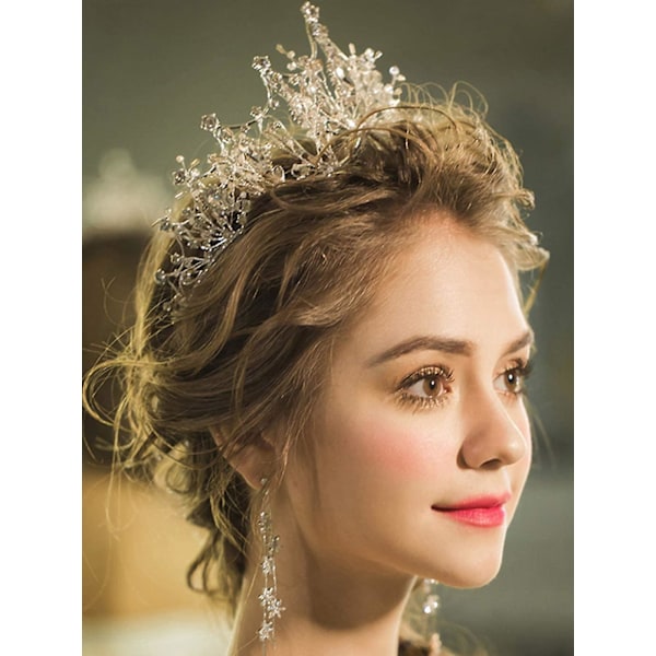 Guldkrone, Barock Drottningkrona och Tiara, För Flickor Kristall Hårband Sjöjungfrukrona, Prinsess Hårtillbehör
