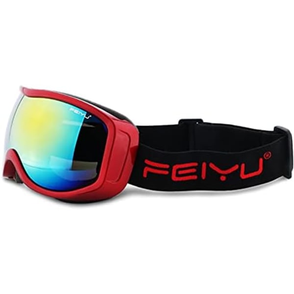 Skibriller Anti-dug UV-beskyttelse Snowboard-snebriller til mænd, kvinder, ungdom (rød+farverig)
