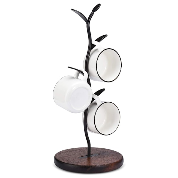 Kaffetreformet kaffekoppholder, kaffekopper og tekopper benkeplate oppbevaringshylle (4 kroker)