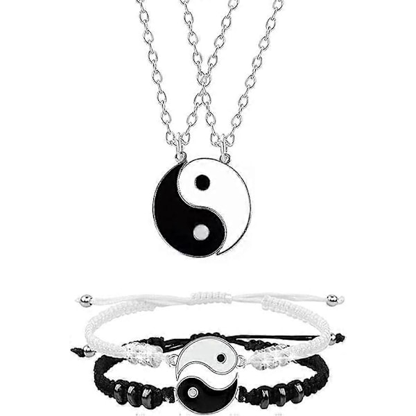 Matchende Vennskaps-Halskjeder og Armbånd for 2 Bestevenner BFF Par Bursdag Julegaver, Yin og Yang Halskjede