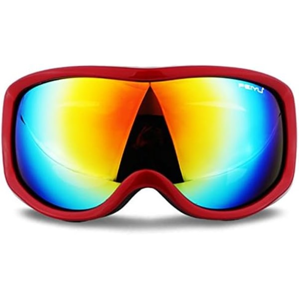Skibriller Anti-dug UV-beskyttelse Snowboard-snebriller til mænd, kvinder, ungdom (rød+farverig)
