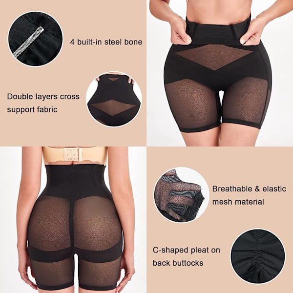 Shapewear til kvinder mavekontrol Knickers Højtaljet formende shorts kropsshaper undertøj Sømløs Butt Lifter bukser, M