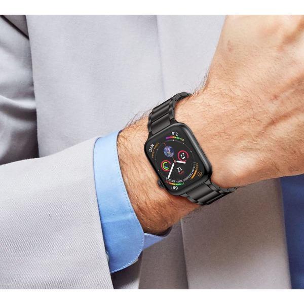 Titaaninen ranneke, metallihihna kilpikonnasoljella, yhteensopiva Apple Watch Series 9/Ultra 2/SE/8/7/2023 kanssa, 38mm/41mm/40mm, musta 38mm/41mm/40mm