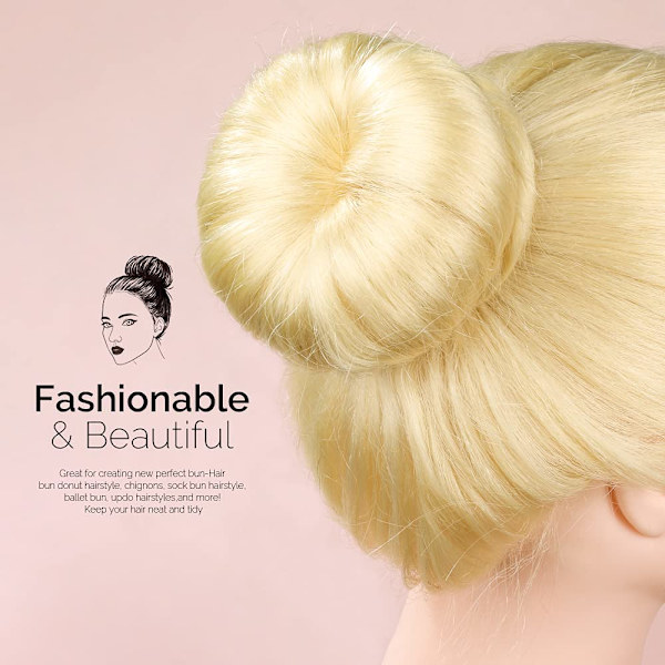 Hiusdonitsi-muotoilusetti, 4 kokoa beige donut-hiusdonitsi ja 20 kultaista hiusneulaa vaaleille, chignon-hiusdonitsi-rengas tyylivarusteet white