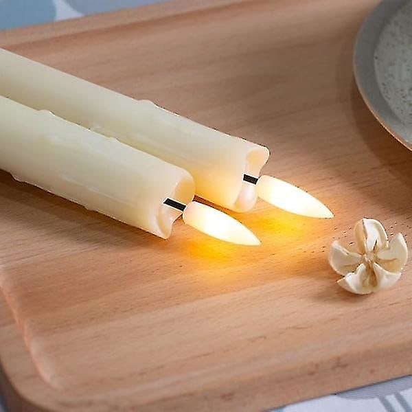 Flammeløse flimrende lys, 1 fjernkontroll, 17 cm elfenben, batteridrevne LED-vindulys, timer, sett med 6 flammeløse plastlys med voks-effekt