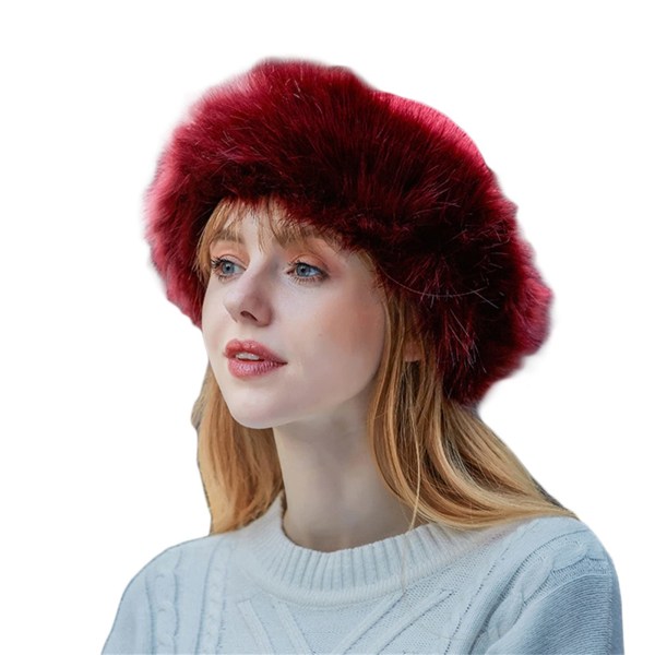 Damelue for vinter Cossak lue i russisk stil Flurry Fleece Fisherman Fashion varm lue (rød) Red
