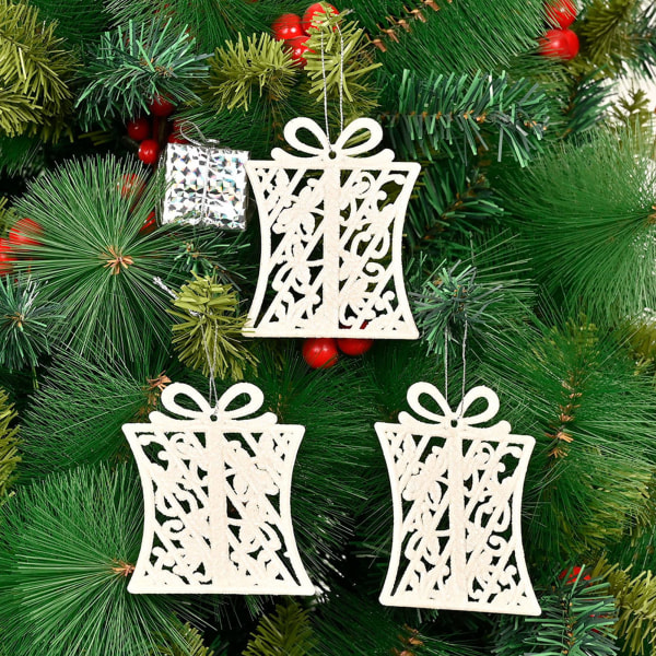 Vita julgransdekorationer och prydnadsföremål - Snowflake Candy Julgransdekoration - Inkluderade band för upphängning (set med 3) (White Box Ornaments)