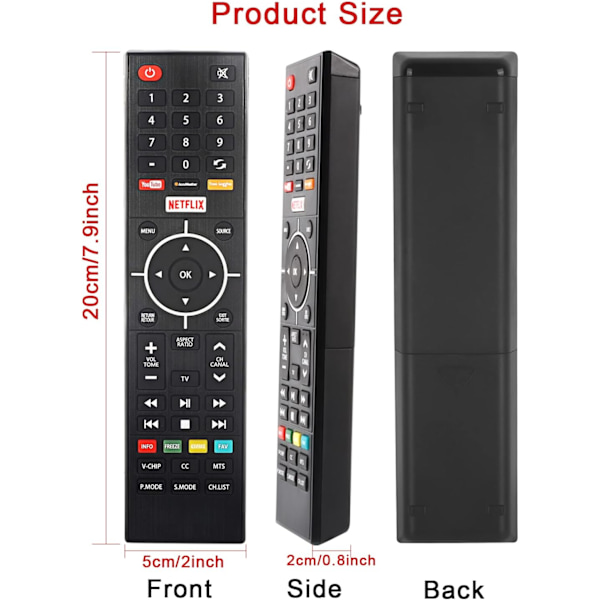 Ny erstatningsfjernbetjening til Westinghouse Element TV WE50UB4417 WE55UB4417 WD40FB2530 ELSW3917BF E4SFT5017 E4STA5017 ELSJ5017 LED Smart Ultra HD 4K TV