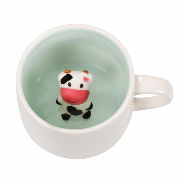 3D-kahvimuki Käsintehty eläinfiguurikeramiikka teekuppi, joulu-, syntymäpäivä-, äitienpäivälahjat ystäville perheelle tai lapsille (valkoinen lehmä)