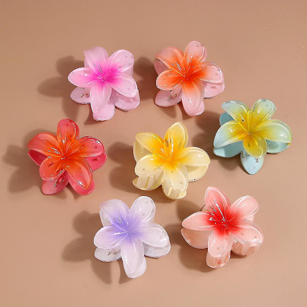 6-pak Blomster Hårklipp Sterke Store Barrette Klipp For Tykt Hår Sklisikre Hårklipp For Kvinner