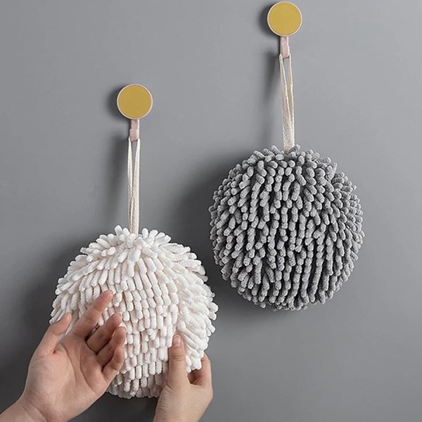 Kreativ Badrum Kök Hängande Handduk Mikrofiber Dekorativ Vattenabsorberande Snabbtorkande Handduk (Vit)