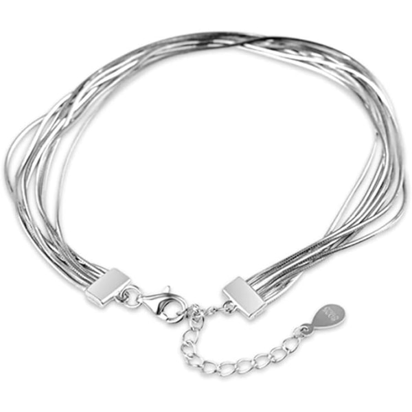 925 Sterling sølv Elegant Link Armbånd for kvinner Jenter Snake Armbånd Justerbar