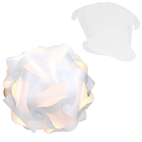 DIY Puzzle Lampeskærm - Moderne IQ Puslespilslys i 30 Dele min. 15 Forskellige Designs - Diameter Ca. 40 cm - Hvid i Størrelse XL