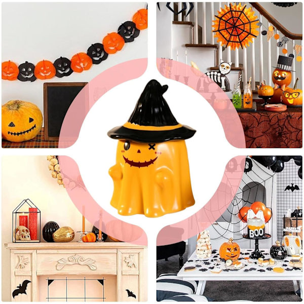 Halloween-mugg, spökmugg med lock, Halloween-spöke novelty-kaffemugg, Dorable häxhatts-spökkopp för hemmakontor Halloween-dekorationer Orange