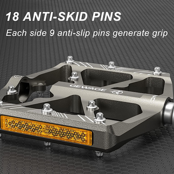 Cykelpedaler med reflexer, 3 tätade lager, halkfri CNC-aluminiumcykelplattform, 9/16 tums pedaler för landsvägscykel, MTB, elcykel. Titanium