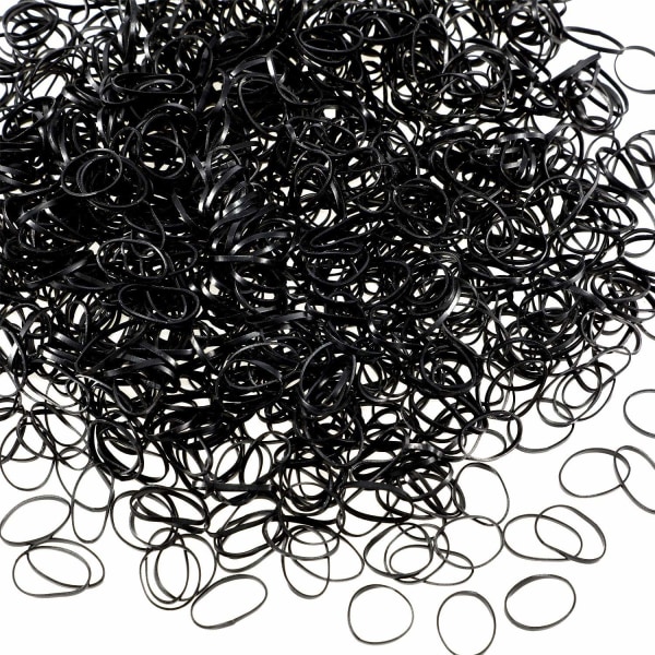 Paket med 2000 bitar Mini elastiska hårband Mjuka flätade gummiband för barnhår, bröllopsfrisyr, små dreadlocks och mer (svart)