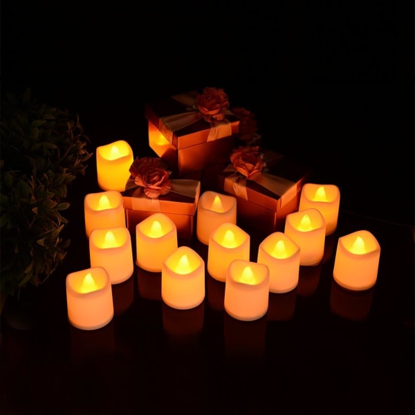 LED stearinlys, fyrfadslys 24 flimrende flammeløse stearinlys Realistisk varm hvid batteridrevet elektrisk falsk lys til bryllupper, fødselsdage, festivaler