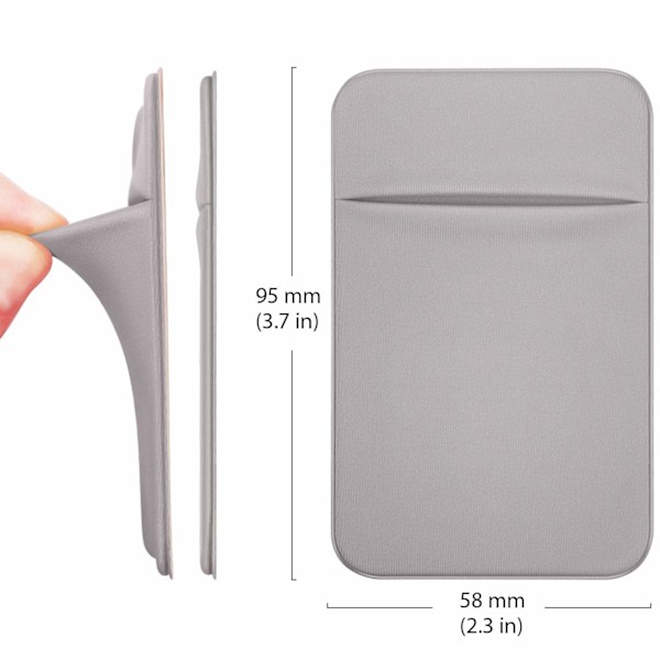 Mobiltelefon Lomme Selvklæbende Kortholder Stick On Wallet Sleeve med 3M Klæbemiddel RFID Kort ID Kreditkort Hævekort Holder 2 Pakke (Grå)