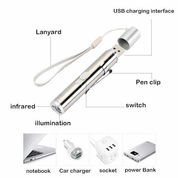 Katte Leker Katteleker LED-peker, Katte Tracker Tryllestav 2 i 1 USB Oppladbar Kattepennlys, Katte Interaktive Leker, Kattejagerleker, Kjæledyr Treningsverktøy