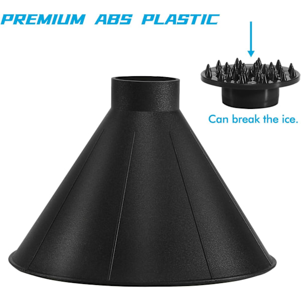 Magiske isskraper for bilfrontrute - 2-pakning Cone Magic isskraper med trakt, rund snøskrape til julegave Black