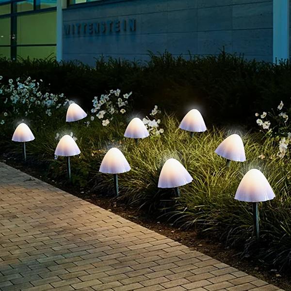 Solarlampor Utomhus Trädgård, 12-pack LED Svampformade Gånglampor Soldrivna Fairy Slingor