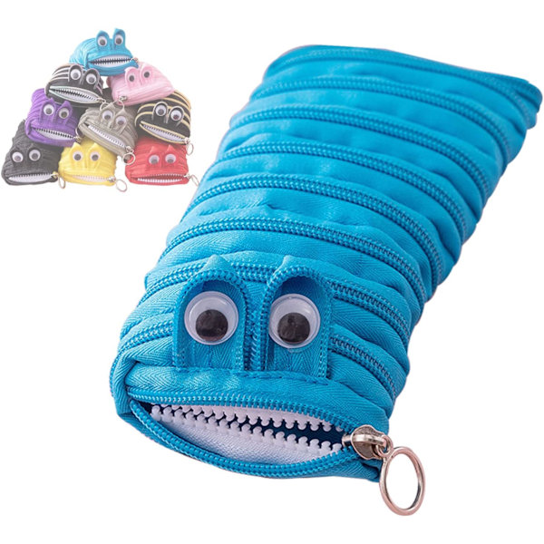 Caterpillar Monster Penal - Penal med glidelås for barn, Søt oppbevaringsveske for skolemateriell, Bærbar penal med glidelås Yellow