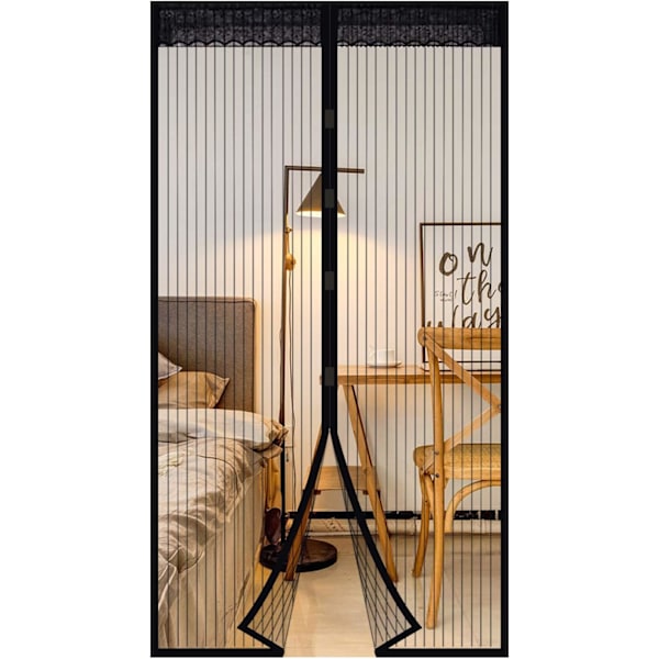 Magnetic Screen Door Keep Insects Out Mosquito Door Screen Easy to Install without Drilling Top-to-Bottom Seal Automatically, 100x220 cm