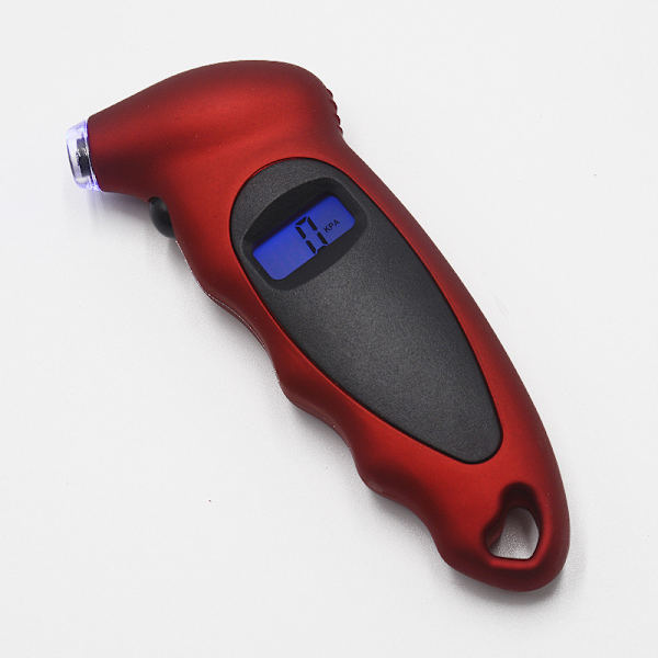 Digitaalinen rengaspainemittari 150 PSI 4 asetuksella autoille, kuorma-autoille ja polkupyörille, taustavalaistu LCD ja liukuestokahvat (Punainen) Red