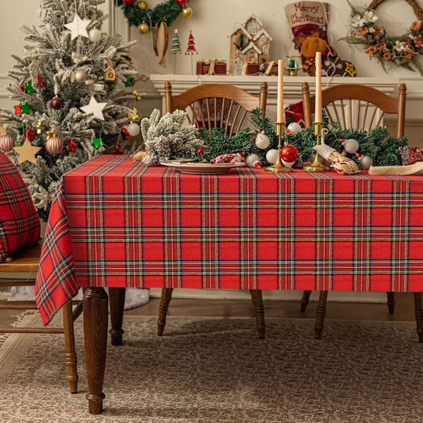 Christmas Party Tablecloth Decorations, Red Elk Snowman Xmas Tree Disposable Party Table Cloth 137*274cm.