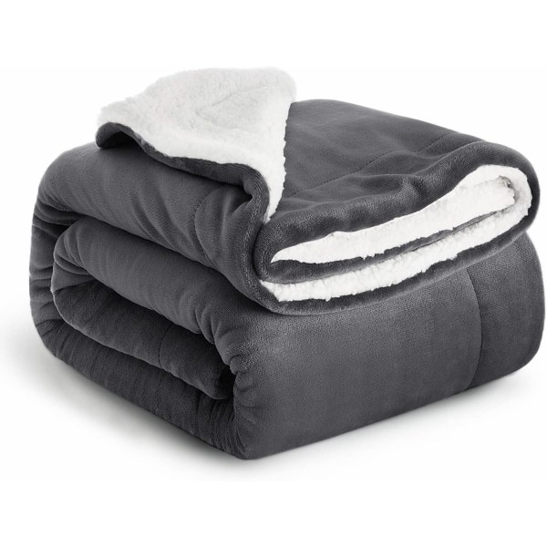 Sengeteppe, Sofatepper, Mykt, fluffy tykt teppe, Vendbart mikrofiberteppe Dark gray